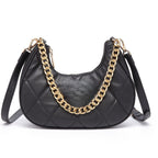 QUILTED LUXE BLACK CHAIN SHOULDER BAG